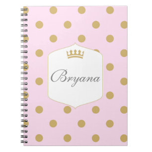 Cahier Princesse Couronne Royale à Points Roses et
