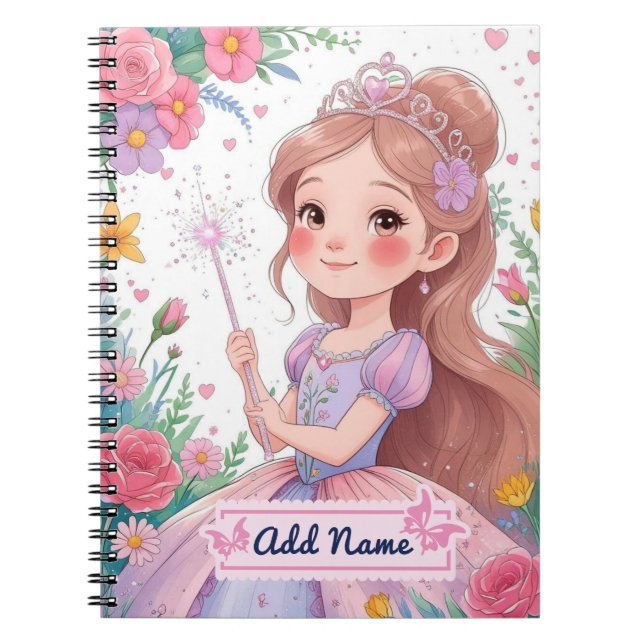 Cahier Princesse Robe Violette Mignonne – Nom Modi (Devant)
