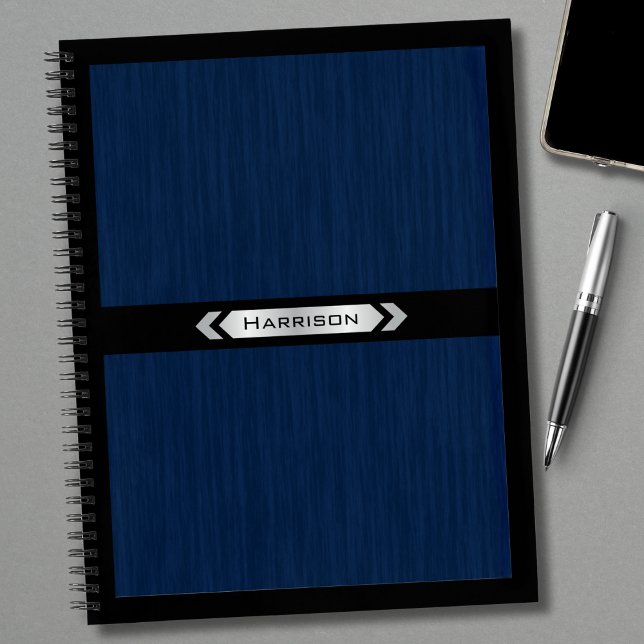 Cahier Professionnel Bleu Marine Argent Exécutif (Sleek stationery for the focused professional Executive)
