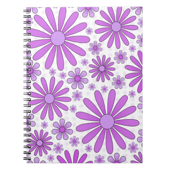 Cahier Purple Flower Power en blanc (Devant)