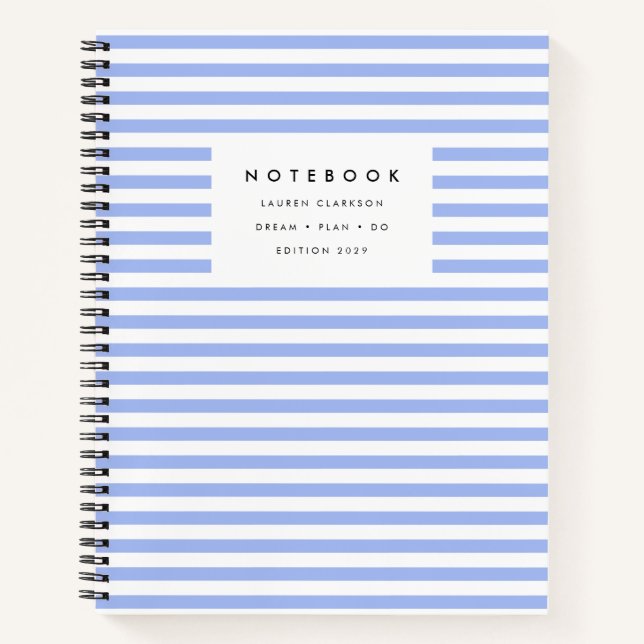 Cahier rayé moderne bleu poudre (Devant)