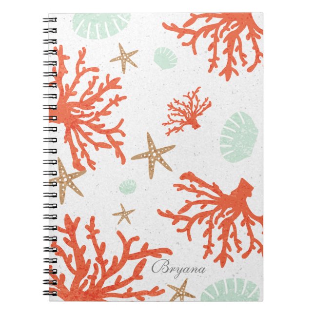 Cahier Récif de Corail de Plage Coquillage & Étoil (Devant)
