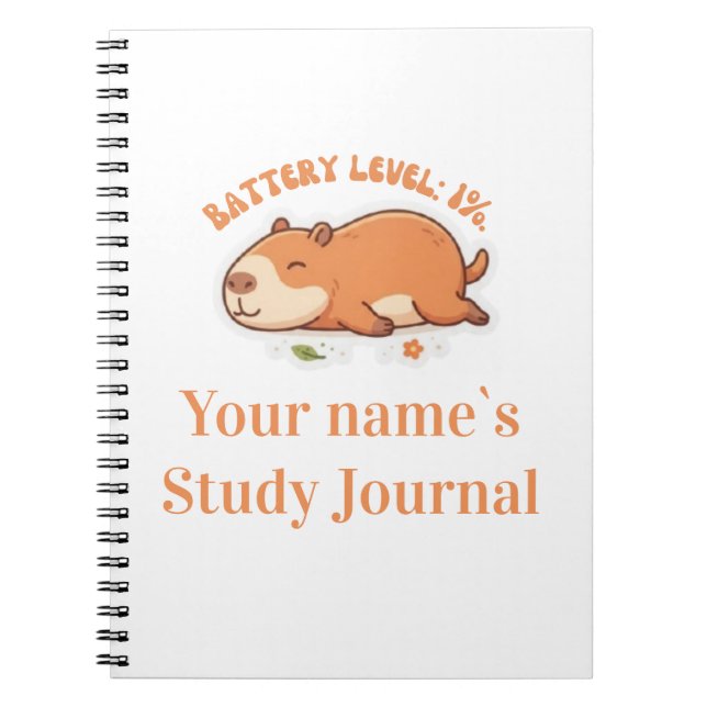 Cahier Rétro Capybara Niveau de Batterie 1% (Devant)
