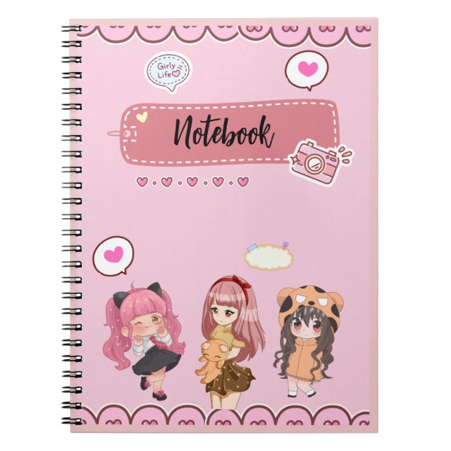 Cahier Rose Fille Mignonne (Devant)