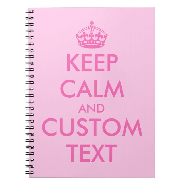 Cahier Rose Keep Calm | Texte personnalisé (Devant)