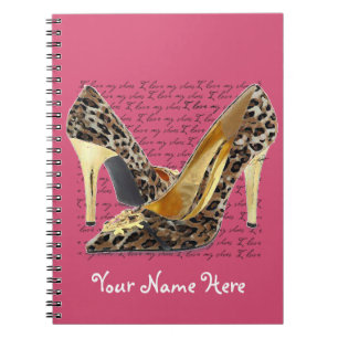Cahier rose personnalisé avec talons de guépard –