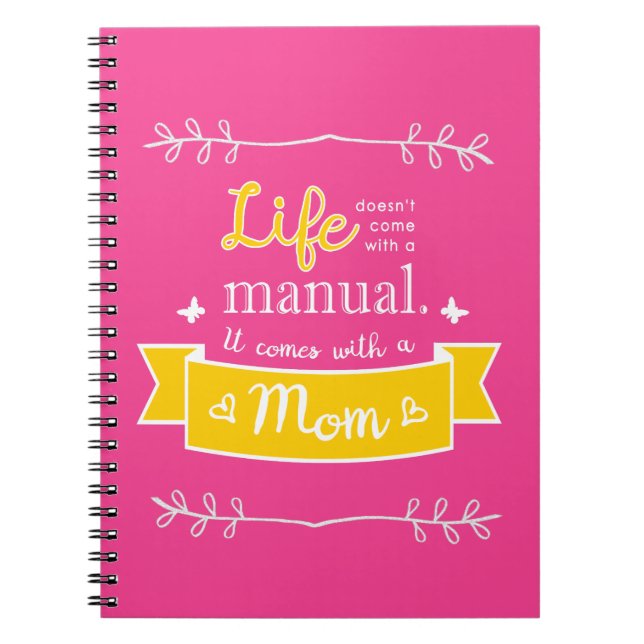 Cahier rose pour maman avec citation (Devant)