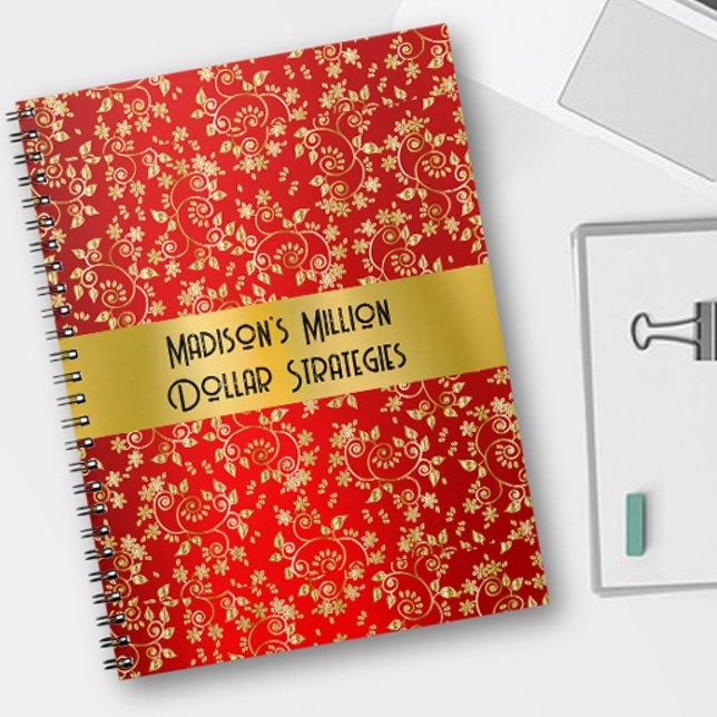 Cahier Rouge à Feuilles de Feuille d'Or Luxueux (Créateur téléchargé)