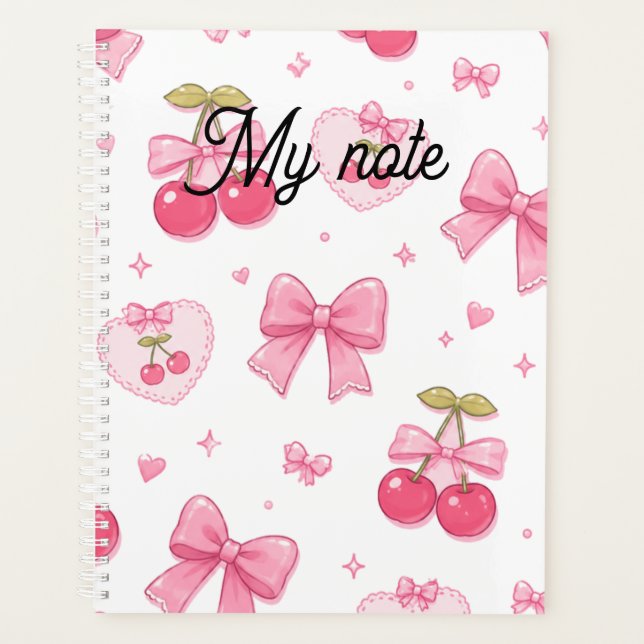 Cahier Rubans Roses et Cerises Mignons | Coquet Ka (Devant)