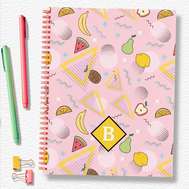 Cahier scolaire à motif Memphis rose Fruit (Créateur téléchargé)