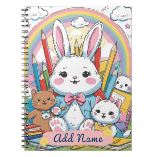 Cahier Scolaire Arc-en-ciel de Lapin Mignon Modifi