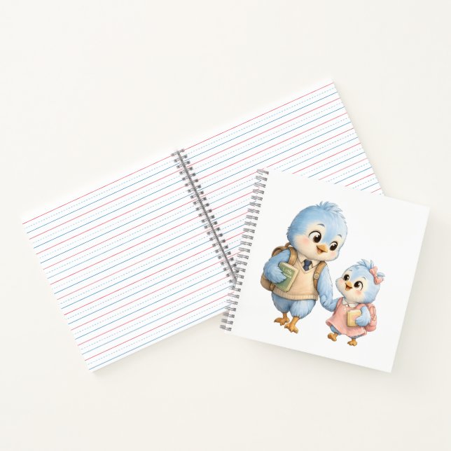 Cahier Scolaire de Petits Oiseaux Mignons (Intérieur)