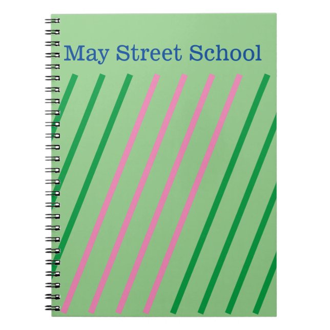 Cahier Scolaire Rayé Vert Rose - Nom Personnalisé (Devant)