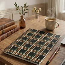 Cahier spiralé à carreaux tartan Académie sombre