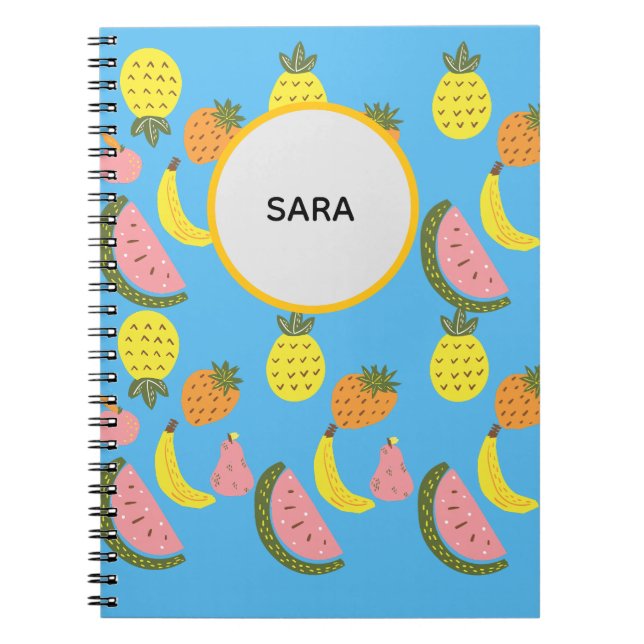 Cahier spiralé à motif de fruits d'été vibrant (Devant)