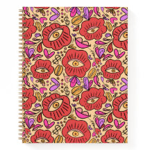 Cahier Spirale à Motif Floral Œil Chanceux