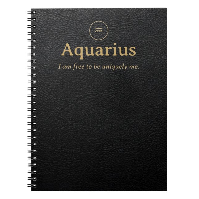 Cahier spiralé Aquarius - Aspect simili cuir (Devant)