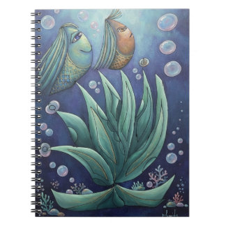 Cahier spiralé de fantaisie esthétique sous-marine