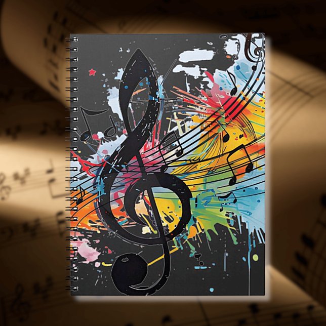Cahier spiralé de l'amateur de musique éclaboussan (Créateur téléchargé)