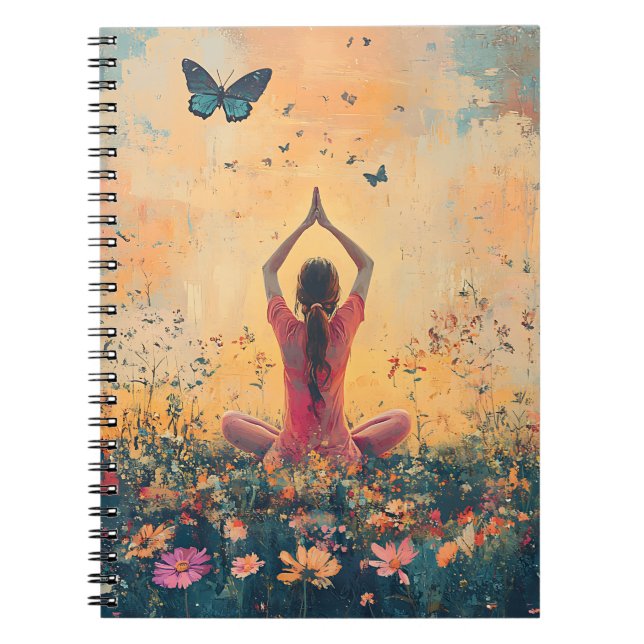 Cahier spiralé de méditation Prairie de coucher de (Devant)
