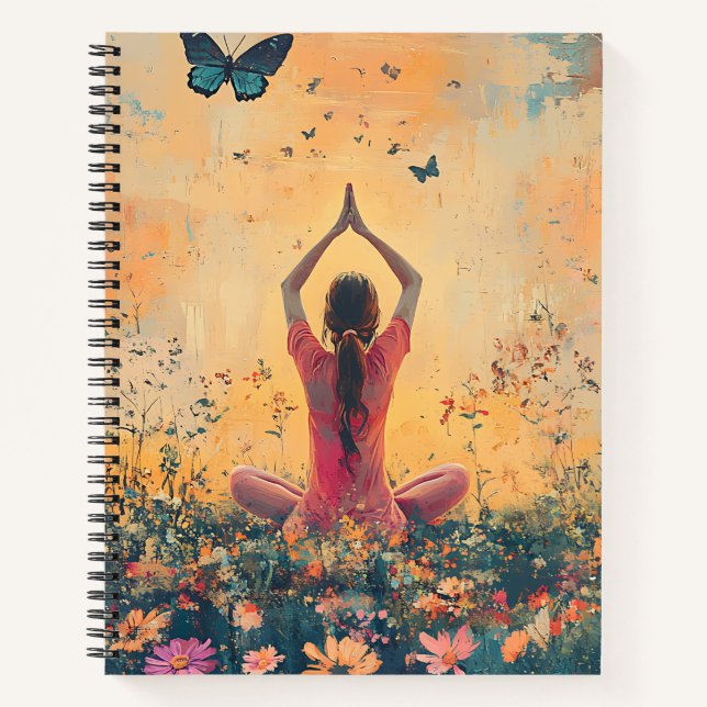 Cahier spiralé de méditation Prairie de coucher de (Devant)