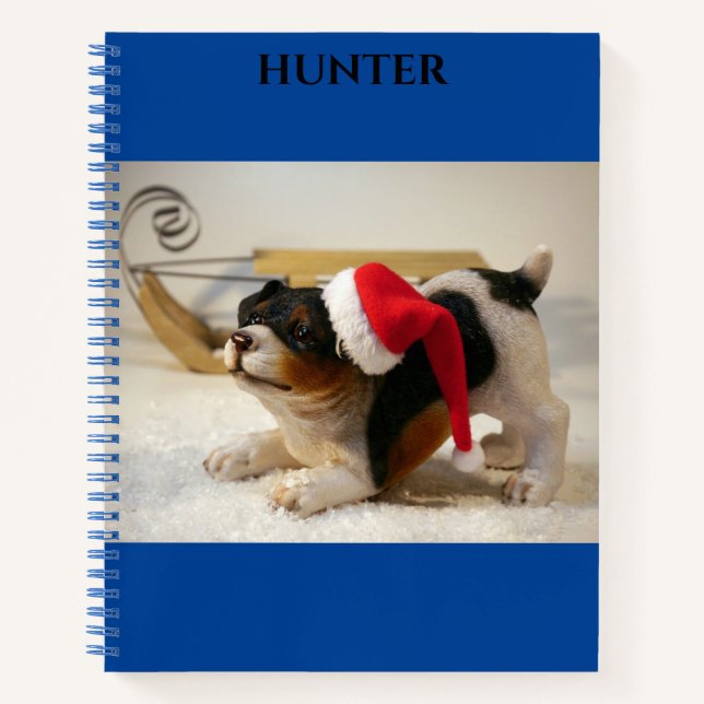Cahier spiralé de Noël pour chien avec nom personn (Devant)