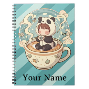 Cahier spiralé d'étude de café Kawaii Panda