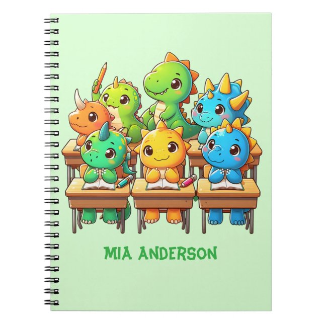 Cahier spiralé Dinosaure mignon (Devant)