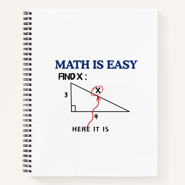 Cahier Spiralé Drôle De Maths Facile Trouver X  (Devant)