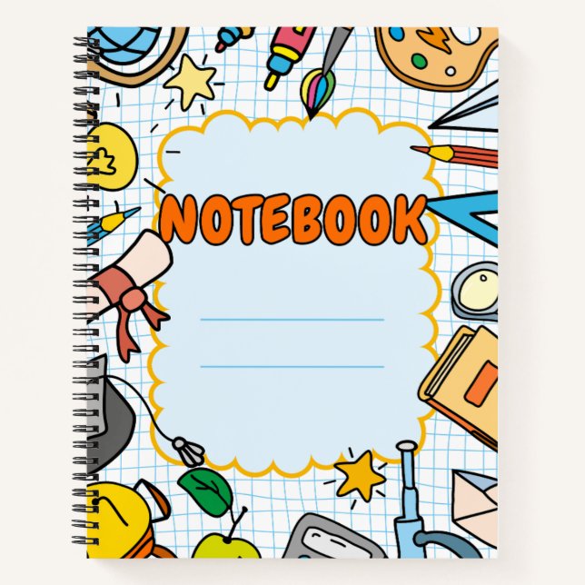 Cahier Spirale Drôle et Mignon pour Enfants à l'Éc (Devant)