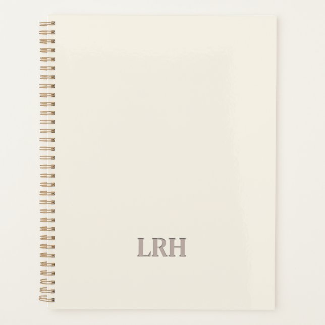 Cahier Spirale Élégant Minimaliste Monogramme Ivoi (Devant)