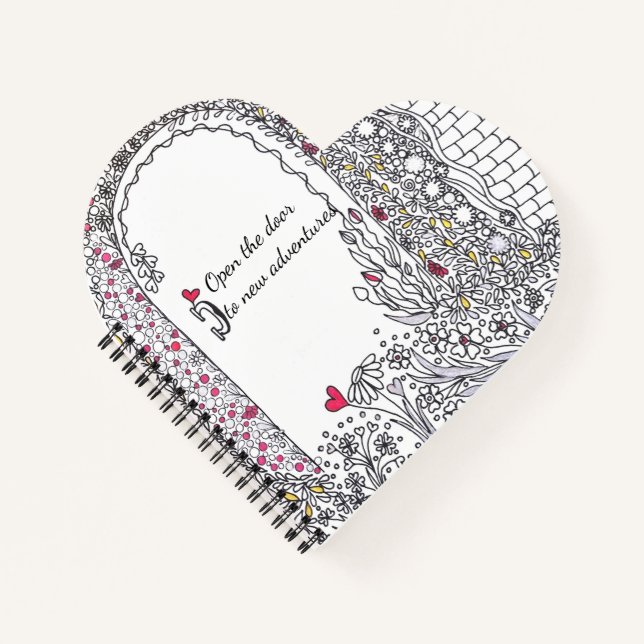 Cahier spiralé en forme de cœur inspirant (Devant)