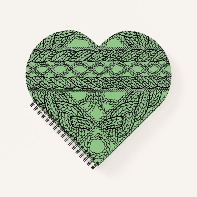 Cahier spiralé en tricot SAGE CABLE KNIT Heart  (Devant)