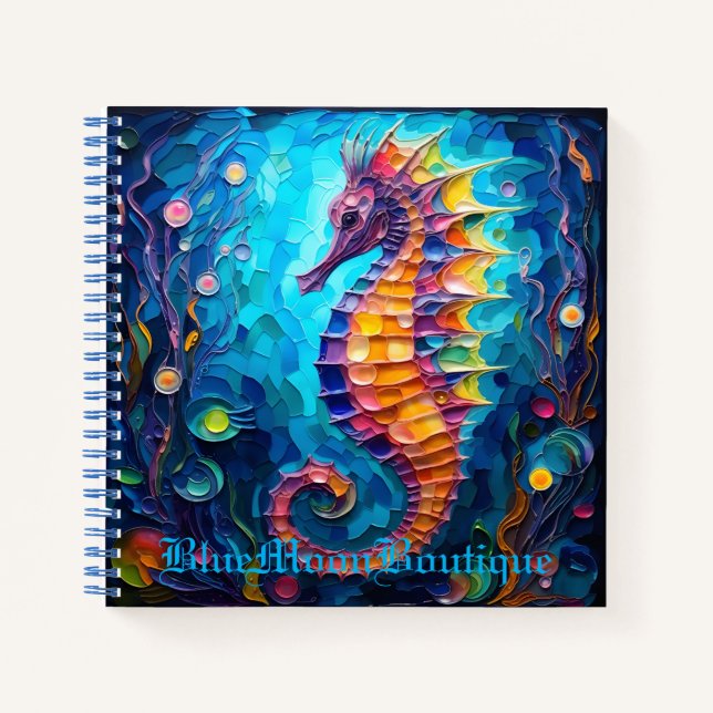 Cahier spiralé en verre coloré hippocampe (Devant)