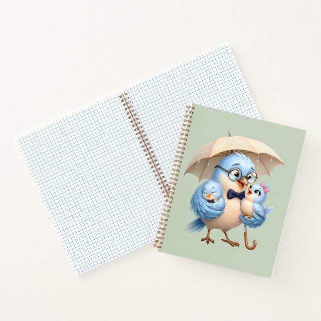 Cahier spiralé famille d'oiseaux mignons (Intérieur)