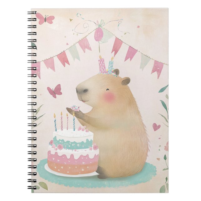 Cahier Spirale Fête d'Anniversaire du Capybara (Devant)