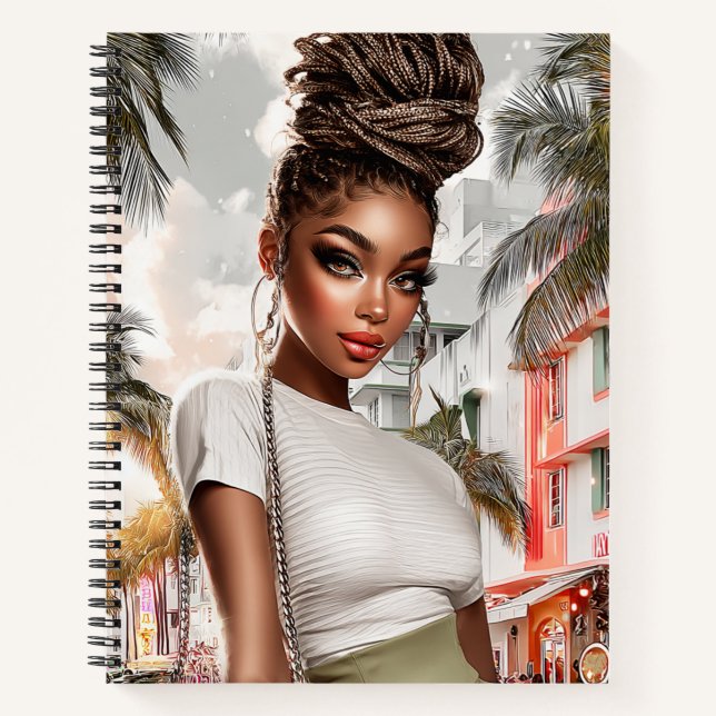 Cahier Spirale Fille Glamour Tresses Néon (Devant)