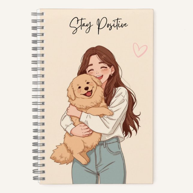 Cahier Spirale Fille Positive Faisant un Câlin à u (Recto)