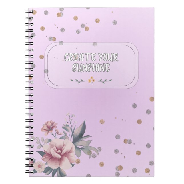 Cahier Spirale Fleurie Violet Clair Féminin (Devant)