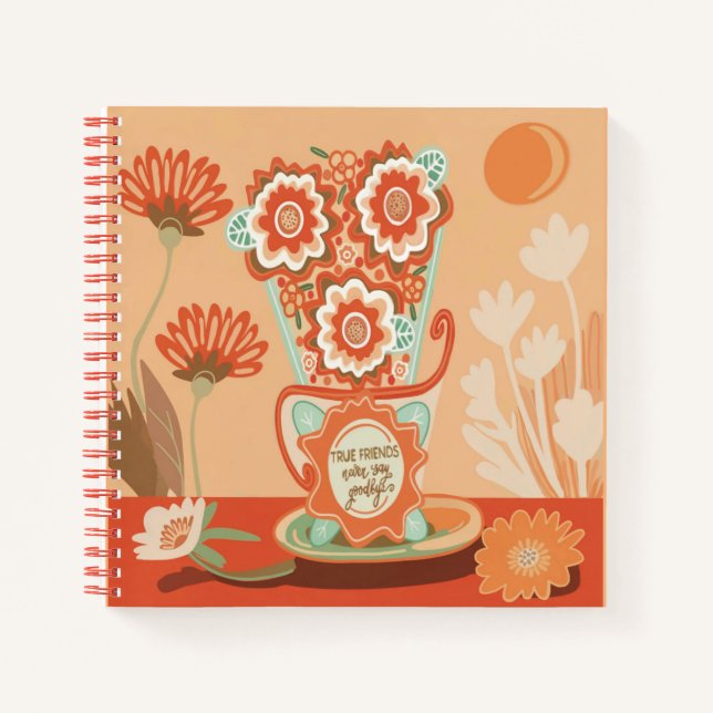 Cahier Spirale Floral Dans Un Style Unique (Devant)