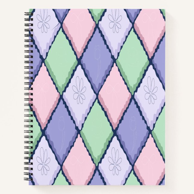 Cahier spiralé floral Harlequin pastel (Devant)