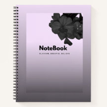 Cahier spiralé floral minimaliste au lilas noir