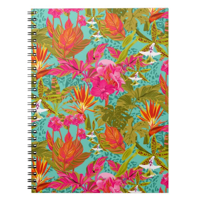 Cahier spiralé floral tropical de serre tacheté (Devant)