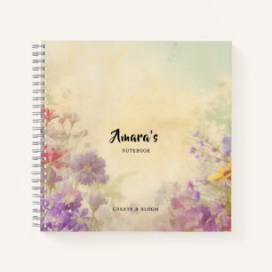 Cahier spiralé floral vintage personnalisé