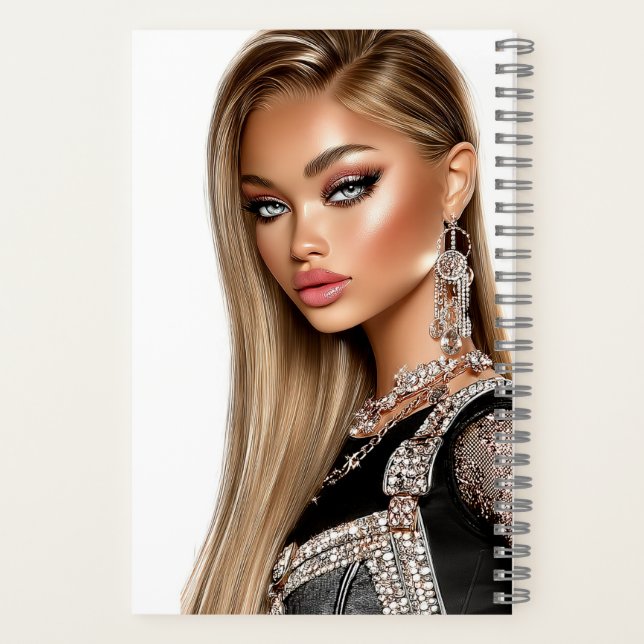 Cahier Spirale Glam Girl à Maillage Doré (Verso)