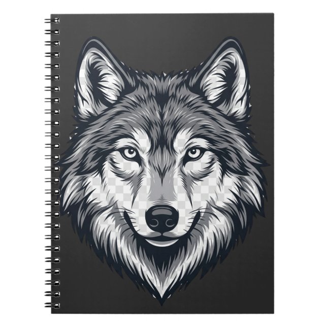 Cahier Spirale Graphique Tête de Loup Solitaire Fé (Devant)