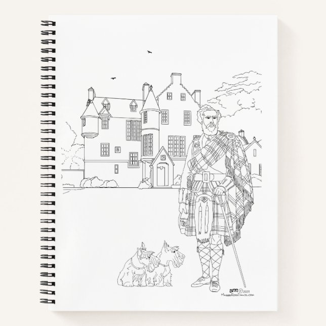 Cahier spiralé Highland Gent avec chiens Scottie (Devant)
