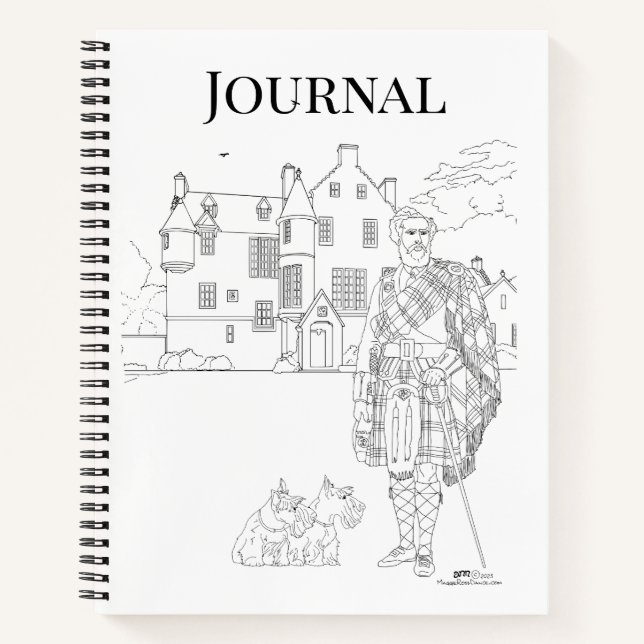 Cahier spiralé Highland Gent avec chiens Scottie (Devant)