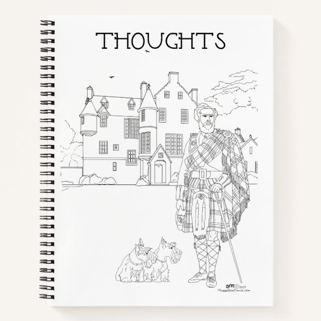 Cahier spiralé Highland Gent avec chiens Scottie (Devant)