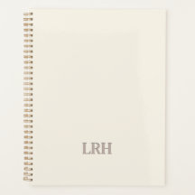 Cahier Spirale Ivoire Monogramme Minimaliste Éléga